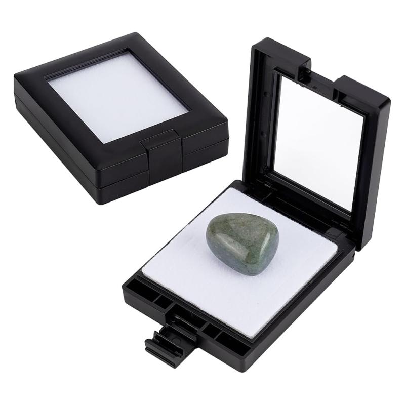 BENECREAT 2個セット ルースケース 6.15x5cm ジェムストーンディスプレイボックス 宝石収納 ジュエリーケース 宝石箱 天然石 クリスタル ピアス putera-10185649 GRATIQUE MIEI パッケージ画像