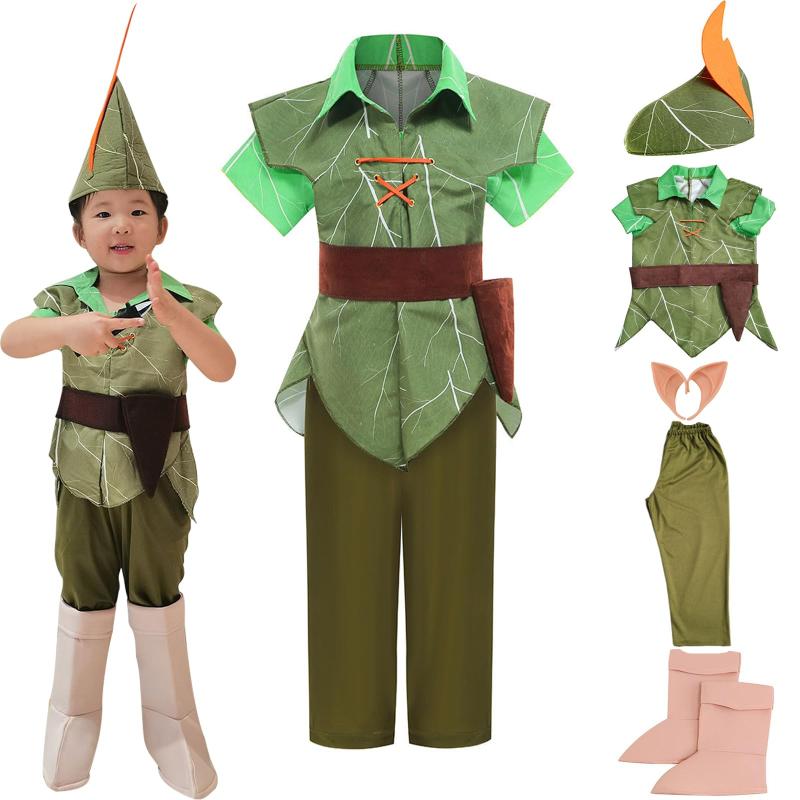 [Lkbilswei] 男の子 コスプレ 衣装 ハロウィン 仮装 帽子付 ブーツカバー トップス パンツ ベルト キッズコスチューム 男の子向き 学園祭り 男女兼用 舞台 衣装 XS-L