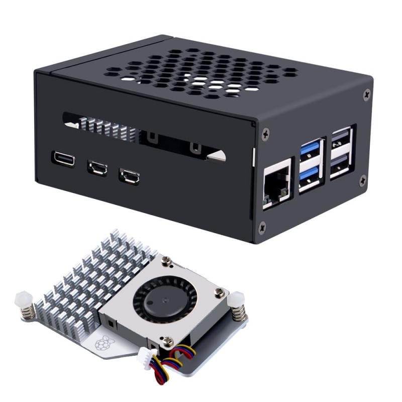 GeeekPi radiator ラジエーター メタルケース Raspberry Pi 5 用、Raspberry Pi 5 4GB/8GB 用 Pi 5 アクティブ クーラー付き、X1000/X1001/X1003/N04/N05 PCIe 周辺機器ボ