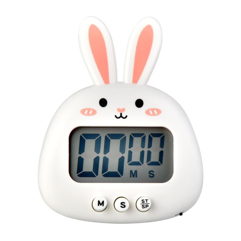 Walfront クッキングタイマー 大画面 じっかんタイマー デジタルキッチンタイマー 電池式 かわいいバニー マグネット式 バッキング スタンド 調理用 ベーキング スポーツ ゲーム オフィス (白【かわいいウサギデザイン】本デジタルキッチンタイマーは、愛らしいウサギの形をしており、お子様の注目を集めると同時に、学習への興味を引き出すことができます。キッチンに彩りを添える実用的なアイテムです。【高精度なカウントダウン機能】最大99時間59秒まで設定可能なカウントダウン機能を搭載しております。調理や製菓、学習時間の管理など、様々なシーンで正確な計時を実現します。【マグネット＆スタンド付きで設置自由】マグネットバックと吊り下げ穴、さらにキックスタンドを備えており、冷蔵庫や壁、卓上など、お好みの場所に簡単に設置できます。場所を選ばずご使用いただけます。【シンプル操作で誰でも使いやすい】大きな画面とわかりやすいボタン配置により、直感的に操作できます。お子様からご年配の方まで、どなたでも簡単に設定・操作が可能です。【エコな電池仕様と省エネ設計】単4形乾電池1本（別売）で駆動し、環境に配慮した省エネルギー設計です。電池の交換も簡単で、長期間ご愛用いただけます。