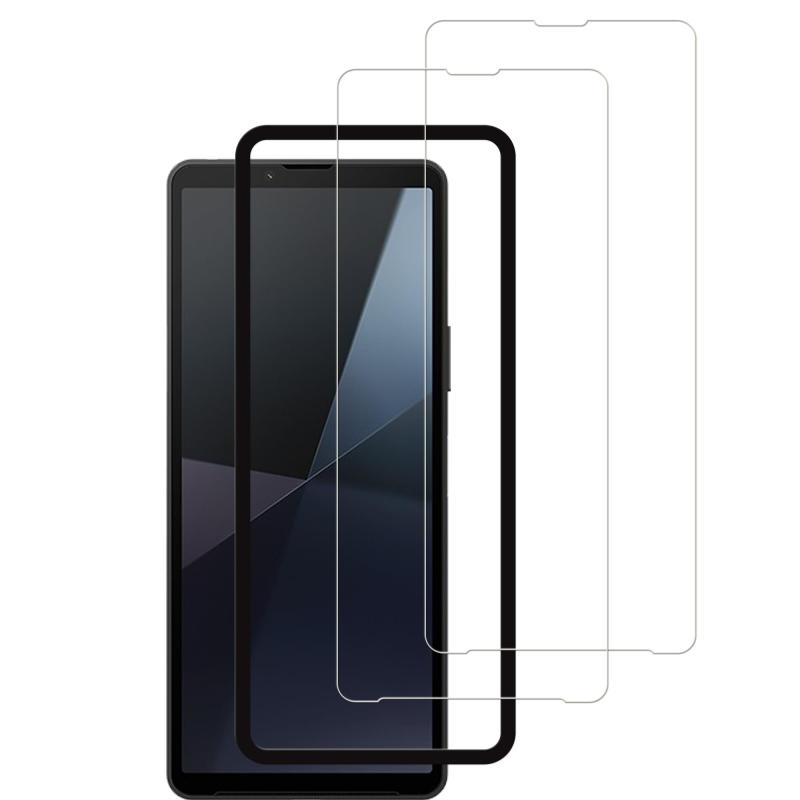 HKKAIS xperia 10 vi ガラスフィルム【2枚セット】ガイド枠付き 日本製硝子採用Xperia 10 VI SOG14 SO-52E Xperia 10 V 2023 SO-52D SOG11 用 ガラスフィルム 液晶 保護 フイルム 強化