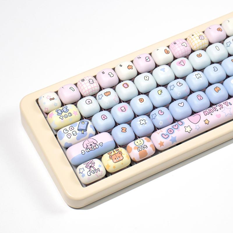 137 keys キーキャップ pbt MOG キーキャップ 可愛い日本語配列 キーボード キーキャップ for メカニカルキーボード (キーキャップ.青）137Keys かわいいPBTキーキャップ MOGプロファイル昇華型 Cherry MXスイッチ用 メカニカルキーボードキーキャップ