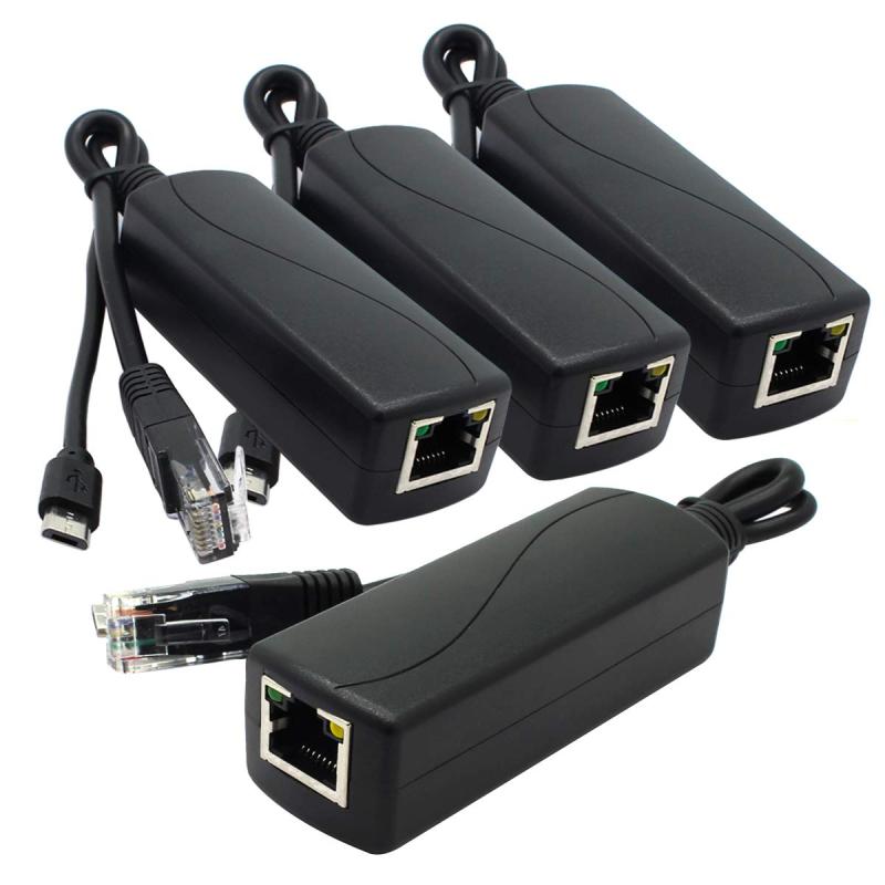ANVISION 4パックギガビットPoEスプリッター、48V〜5V 2.4AマイクロUSBイーサネットアダプター、Raspberry Pi 3B +、IPカメラなど