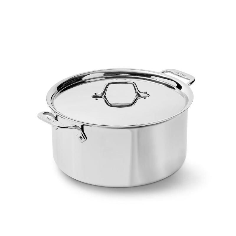 All-Clad 4508 Stainless Steel Tri-Ply Bonded Dishwasher Safe Stockpot with Lid/Cookware, Silver by All-Clad