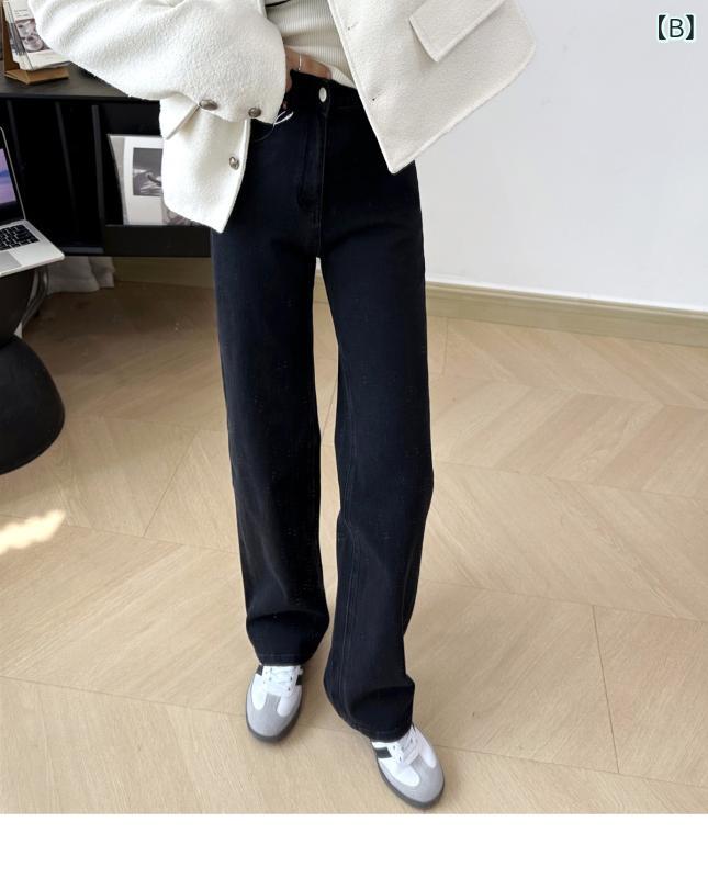 デニムパンツ レディース ジーンズ ジーパン ボトムス ロングパンツ 長ズボン ストレート ワイドパンツ 阔腿 ハイウエスト スリム 美脚 脚長 効果 着痩せ 伸縮性 ストレッチ ファスナー 春秋 カジュアル 普段使い putera-10215756 GRATIQUE MIEI サンプル画像2