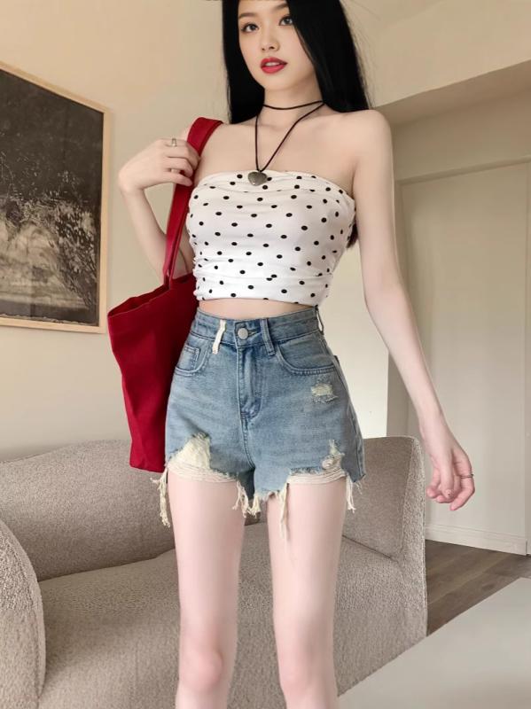 ・カテゴリ: デニムパンツ・素材: デニム、綿・スタイル: ベーシック・パンツ丈: 3分丈・ウエスト: ハイウエスト・生地の厚さ: 普通・デザイン: バイカラー・カラー展開: ライトブルー・サイズ展開: S、M、L、XL、2XL、3XL・テイスト: コンサバ、カジュアル・パンツのシルエット: ストレート・伸縮性: 中弾性・加工: 形態安定加工