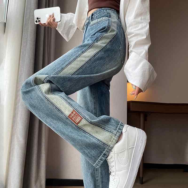 ・カテゴリ: デニムパンツ・主な素材: 綿 70%以上80%未満・スタイル: ワイドパンツ、通勤風、快適カジュアル、きれいめ通勤・パンツ丈: 長ズボン・ウエスト: ハイウエスト・生地の厚さ: 薄手・デザイン要素: ウォッシュ加工、切り替え、バイカラー・カラー展開: レトロブルー・サイズ展開: S、M、L、XL、2XL・パンツのシルエット: ルーズフィット・加工技術: 高マンガン酸洗加工