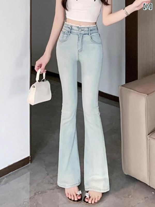 ジーンズ レディース デニム パンツ ジーパン ロングパンツ ズボン ボトムス ハイウエスト ウォッシュ加工 ブーツカット ベルボトム フレアパンツ 脚長 美脚 痩せ見え 細見え スッキリ 快適 カジュアル お出かけ 旅行 通勤 putera-10216986 GRATIQUE MIEI サンプル画像2