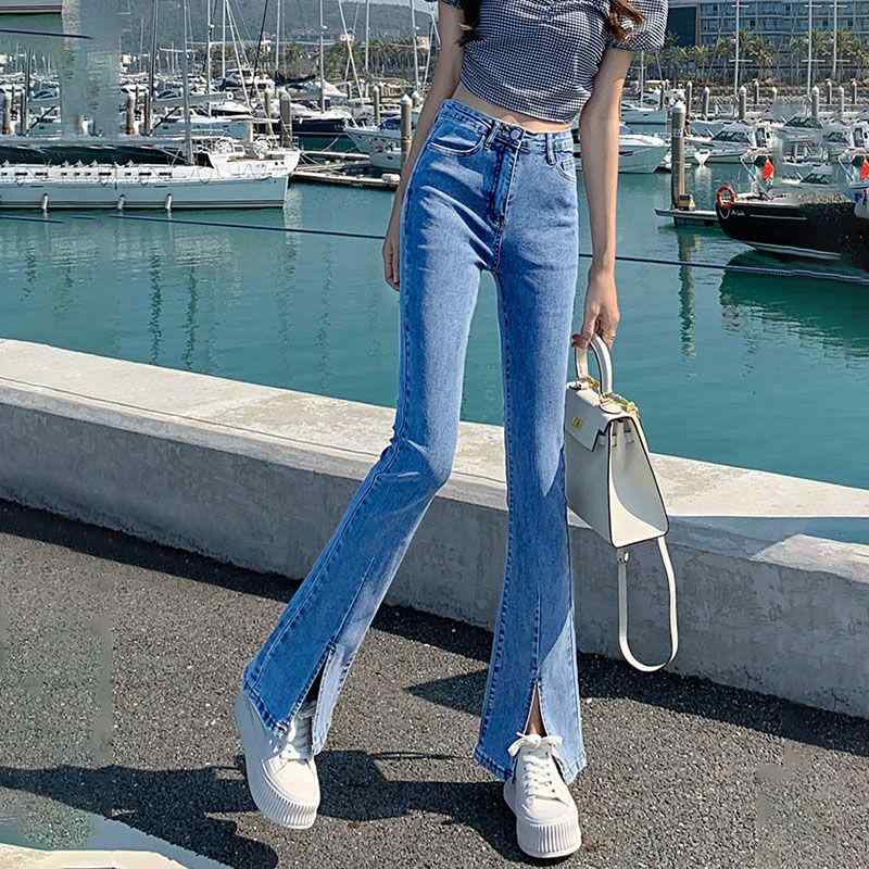 ・カテゴリ: デニムパンツ・素材: デニム、綿・スタイル: ラッパパンツ・着丈: 九分丈・ウエスト: ハイウエスト・生地の厚さ: 普通・デザイン: 無地・カラー展開: レトロブルー、ブラック・サイズ展開: XS、S、M、L、XL、2XL