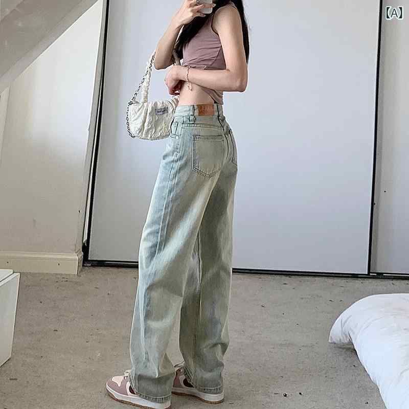 デニムパンツ レディース 秋物 ボトムス ジーパン ジーンズ ズボン ワイドパンツ ロングパンツ ルーズ ストレート ハイウエスト 痩せ見え 着痩せ ゆったり レトロ ヴィンテージ風 カジュアル アメリカン アメカジ ストリート 薄い青 ライトブルー putera-10218443 GRATIQUE MIEI サンプル画像2