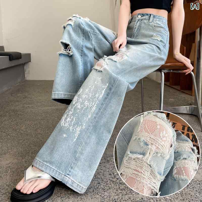 ・カテゴリ: デニムパンツ・素材: 綿50%以上70%未満・スタイル: 日韓カジュアル、シンプル・パンツ丈: 長ズボン・ウエスト: 高腰・厚み: 中等・デザイン要素: ポケット・カラー展開: ライトブルー・サイズ展開: S、M、L、XL、2XL、3XL、4XL・パンツタイプ: ワイドパンツ・伸縮性: なし・加工: 形態安定加工
