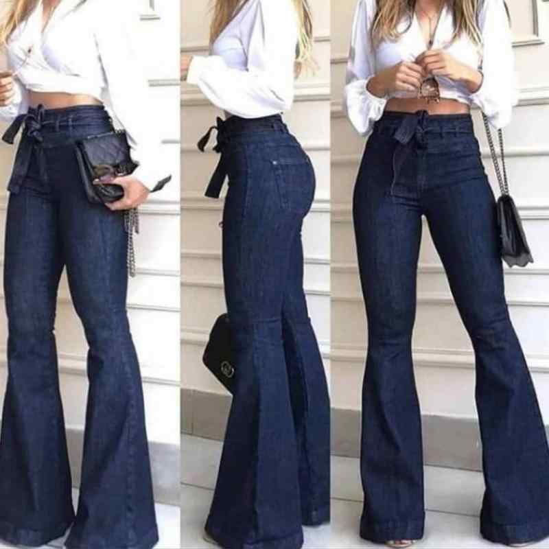 ・カテゴリ: デニムパンツ・素材: 牛仔綿（綿70%以上80%以下）、綿绸（50%超70%以下）・スタイル: 知性風、フェミニン（通勤）・パンツ丈: フルレングス・ウエスト: ハイウエスト・生地の厚さ: 普通・デザイン: レースアップ（クロスストラップ）・カラー展開: ブルー、ブラック・サイズ展開: S、M、L、XL、2XL・伸縮性: ややあり・シルエット: ブーツカット・加工: 樹脂色止め加工