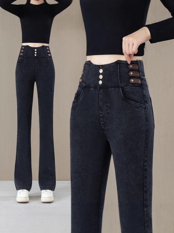 ・カテゴリ: デニムパンツ・スタイル: エレガント、きれいめカジュアル・主な素材: レーヨン70%以上80%未満・シルエット: ブーツカット・パンツ丈: フルレングス・ウエスト: ハイウエスト・生地の厚さ: 普通・デザイン: 3D・立体デザイン・仕様・加工: パッチワーク・伸縮性: 高伸縮・カラー展開: ダークグレー（九分丈）、ダークグレー（フルレングス）、ブラック（九分丈）、ブラック（フルレングス）、ブラック（九分丈・裏起毛）、ブラック（フルレングス・裏起毛）・サイズ展開: 26（推奨40-45kg）、27（推奨45-50kg）、28（推奨50-55kg）、29（推奨55-60kg）、30（推奨60-65kg）、31（推奨65-70kg）、32（推奨70-75kg）、33（推奨75-80kg）、34（推奨80-85kg）