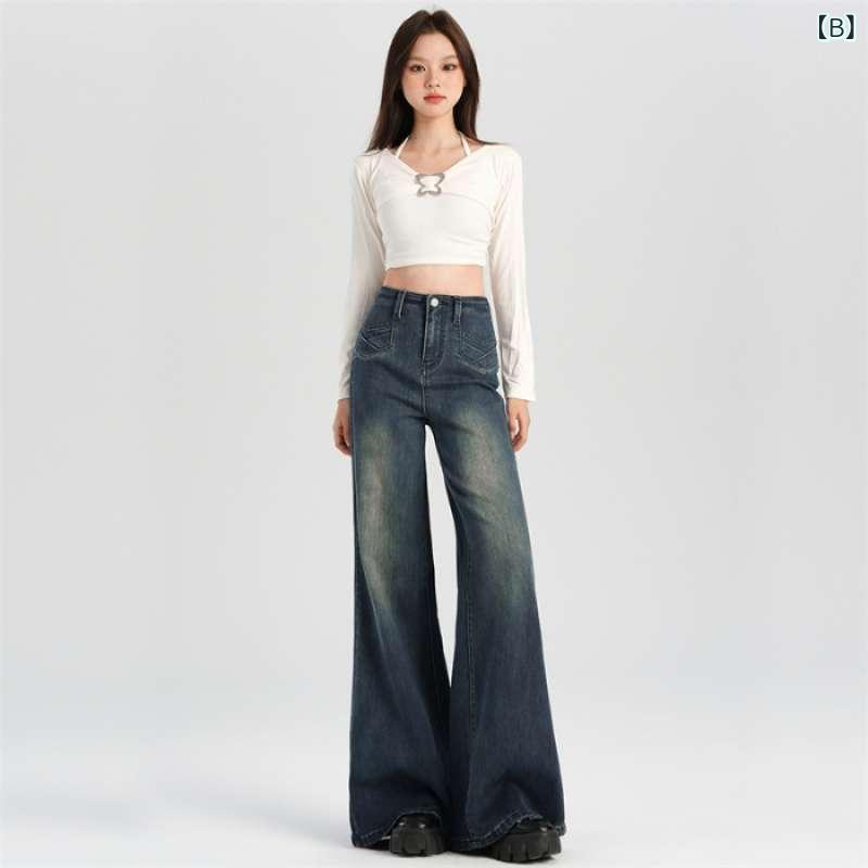 ジーンズ レディース デニム パンツ ボトムス ジーパン ズボン ロング丈 ベルボトム ラッパズボン ハイウエスト 伸縮性 ストレッチ ゆったり 痩せ見え 着痩せ 美脚効果 カジュアル レトロ ヴィンテージ風 ポケット付き 無地 秋 putera-10219835 GRATIQUE MIEI サンプル画像3