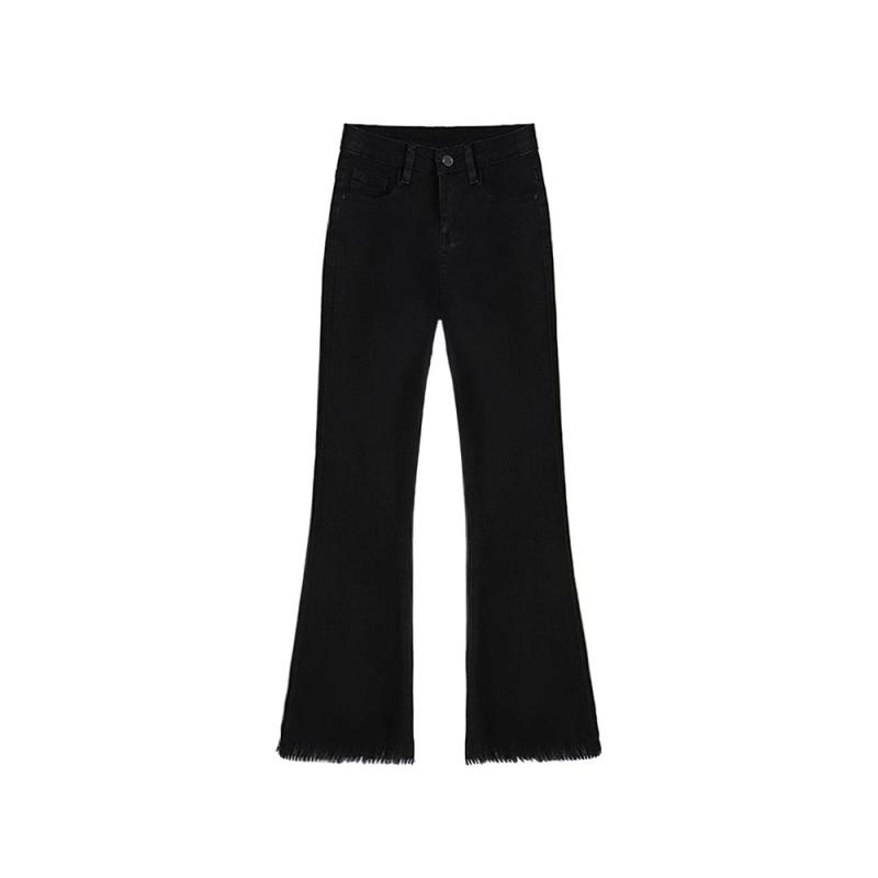 ・カテゴリ: デニムパンツ・素材: デニム布（綿50%以上70%未満）・スタイル: 通勤風、エレガント・パンツ丈: 長ズボン・パンツのシルエット: ブーツカット・ウエスト: ハイウエスト・生地の厚さ: 普通・デザイン特徴: ファスナー、ウォッシュ加工・伸縮性: 中程度の伸縮性・カラー展開: ブラック、レトロブルー、レトロブルー【裏起毛】、グレー、グレー【裏起毛】・サイズ展開: XS、S、M、L、XL、2XL、3XL