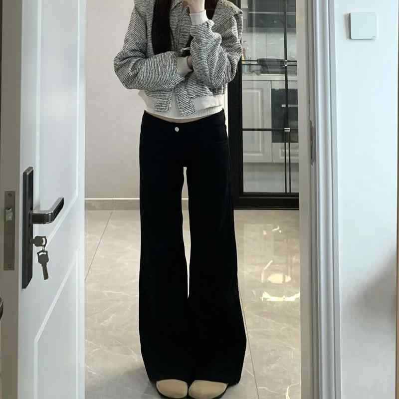 ・カテゴリ: デニムパンツ・主な素材: 綿 50%以上70%未満・スタイル: 通勤、快適カジュアル・パンツ丈: 長ズボン・ウエスト: ハイウエスト・厚み: 中等・カラー展開: ブラック、ブラック裏起毛厚手・サイズ展開: S、M、L、XL、2XL、3XL、4XL、5XL・伸縮性: なし・パンツタイプ: ワイドパンツ・仕様: ファスナー、ボタン、マルチポケット