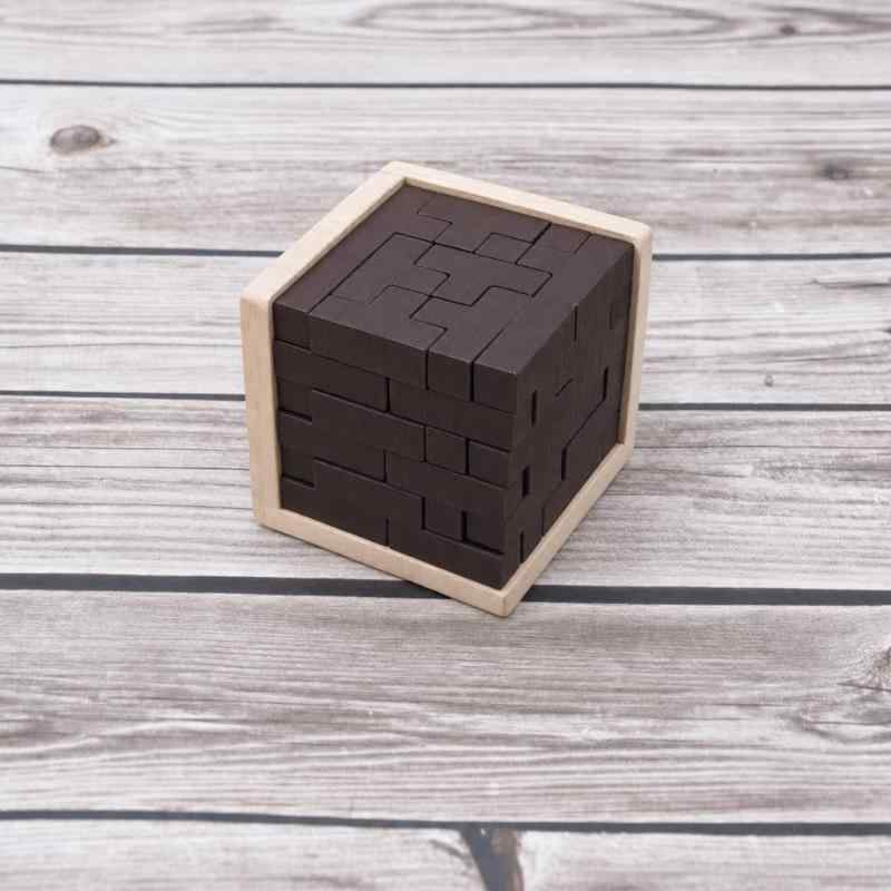【54個のT字ブロック】 木製 立体パズル 3D パズル ブロック テトリス風 脳トレ 知育玩具 大人 高齢者 認知症 予防 空間認識 おもちゃ プレゼント 収納袋付き