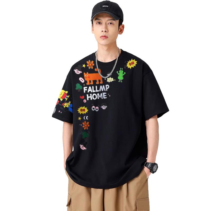  漫画のパターン Tシャツ メンズ 半袖 綿100％ 吸汗速乾 通気性 大きい サイズかわいい 面白い 可愛い おもしろ ウケる 柔らかい肌触り クルーネック ファッション レジャー シンプルさ