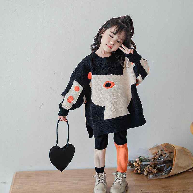 セットアップ キッズ 女の子 子供 洋服 上下セット 長袖 2点セット セーター ニットソー 長ズボン レギンス スパッツ バイカラー 切替 切り替え かわいい おしゃれ 通学 旅行 カジュアル 秋冬