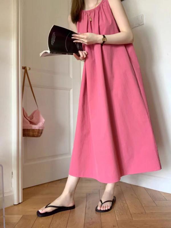 ワンピース レディース 春夏 ノースリーブ キャミソールワンピース サマードレス aライン ロング丈 ロングワンピース マキシワンピース バックシャン バックオープン 背中開き ギャザー フレア 体型カバー ゆったり リゾート 旅行 普段使い デート カ