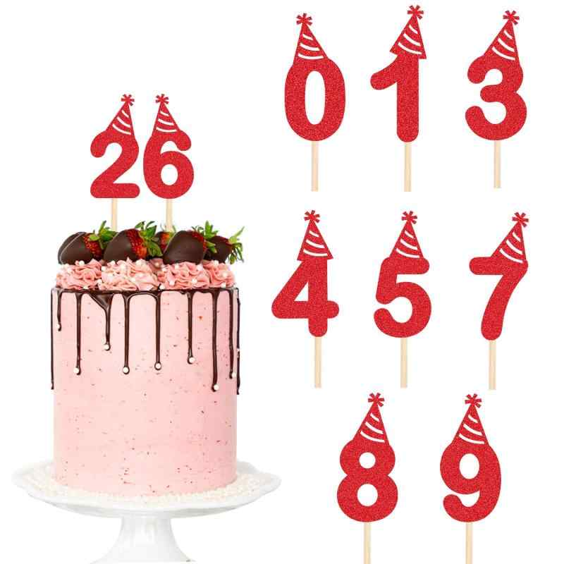 WishFirst ケーキトッパー キラキラ 番号0-9 カップケーキ お誕生日 パーティーの装飾 結婚記念日 ハッピーバースデー 10個 数字 ケーキトッパー