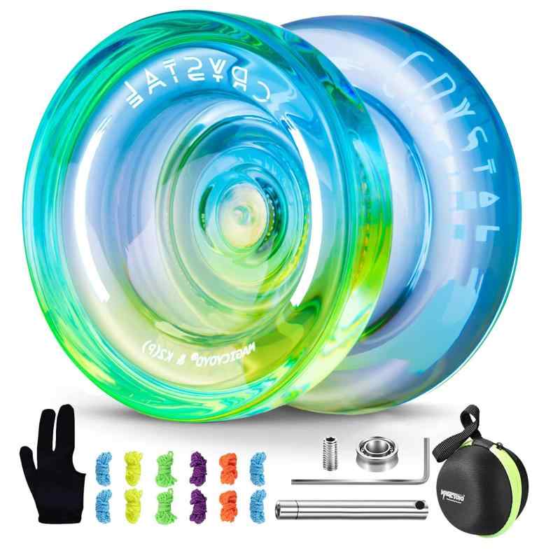 MAGICYOYO レスポンシブ ヨーヨー 子供用 初心者向け デュアルパーパス ヨーヨーK2 無反応ヨーヨー フィンガースピントリック 中級プレイ用 + ヨーヨー弦12本+ベアリングツール + 収納ケース(ブ