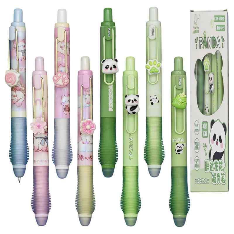 Lopenle 8本 可愛い 動物 パンダ 消せる ボールペン黒 0.5 ノック式 消せるぺん 専用消しゴム チェック用 文房具セット かわいい 面白い 書きやすい 手帳 事務用 筆記具用 文房具 子供用 入学お putera-10241324 GRATIQUE MIEI パッケージ画像