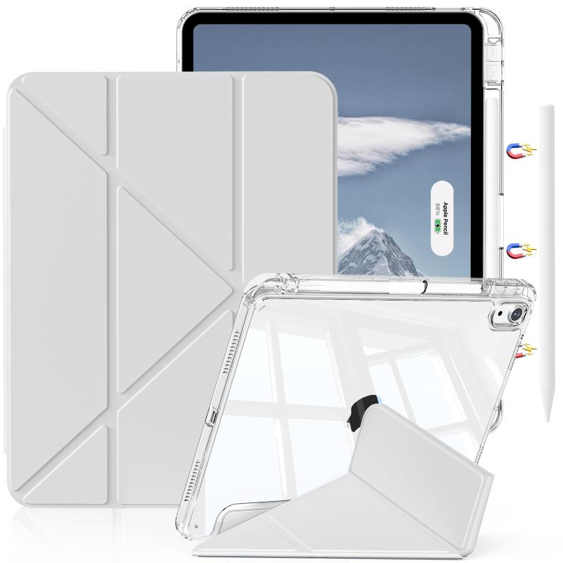 SQBEBS iPad Air 11インチ ケース M4/M3/M2 第8/7/6世代 (2026/2025/2024) iPad Air 第5/4世代 ケース 10.9インチ 透明 アクリル カバー ペンシルホルダー付き 三つ折り多機能 Y折りスタンド