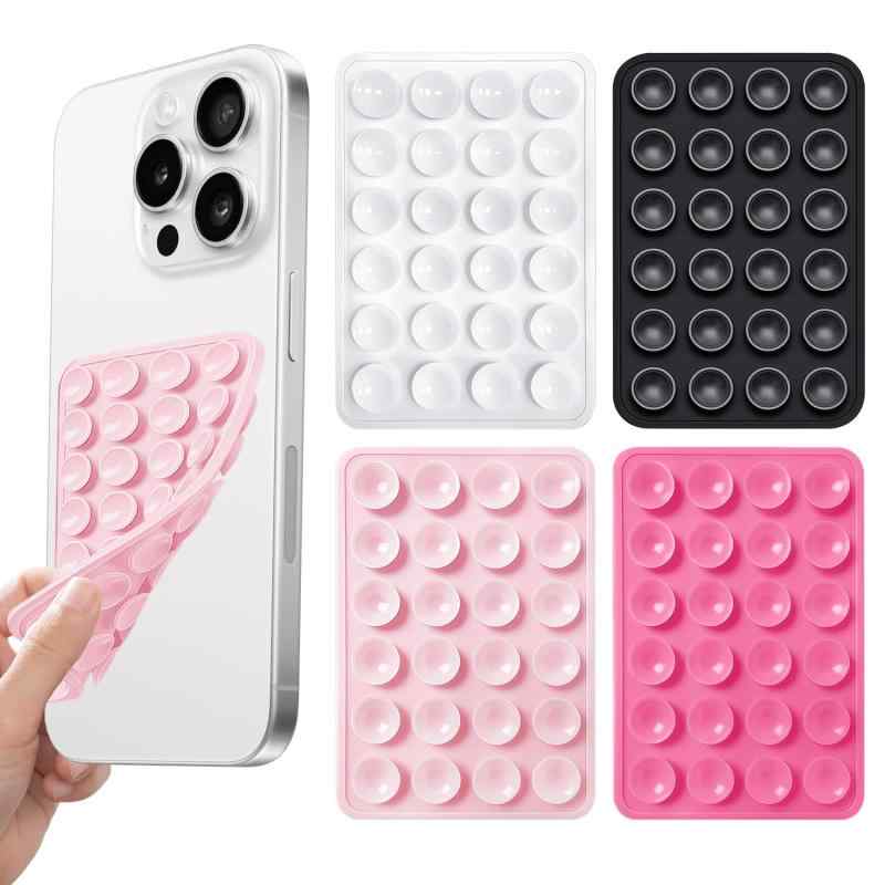 スマホ 吸盤 2枚入り 両面吸盤 スマホ 24 グレイン高密着 7.6×5.3cm 滑り止め付き ガラス/鏡面/タイル対応 両手が自由に自撮り/ビデオ通話/料理レシピ視聴に便利 iPhone/Android全機種対応 スマー