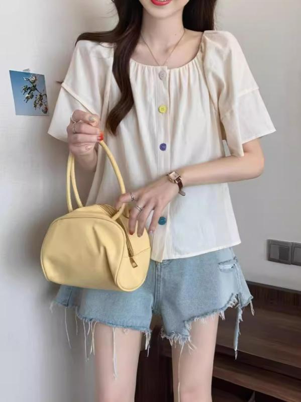 シャツ レディース トップス フリル袖 半袖 夏服 サマー 春夏 薄手 ゆったり 体型カバー スリム 痩せ見え フェミニン…