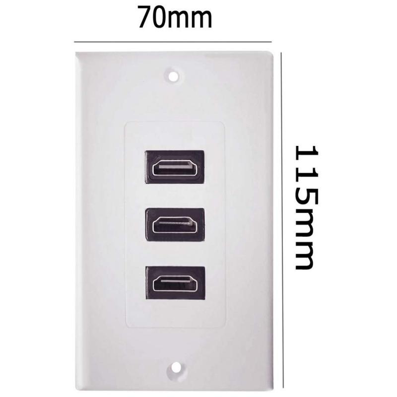 HDMIウォールプレートパネル サイズ:70*115mm 3ポート ゴールドメッキHDMIメス 壁式 オーディオ ビデオビデオ コンセント - 3