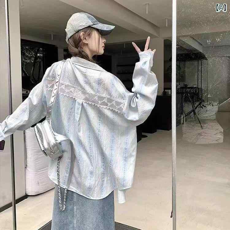 ・カテゴリ: 衬衫・スタイル: コンサバ、セクシー・主な素材: ポリエステル、綿・柄: その他・袖丈: 長袖・ネックライン: レギュラーカラー・袖型: レギュラースリーブ・フィット感: ルーズフィット・着丈: ミドル丈・デザイン特徴: レース、切り替え・カラー展開: ライトブルー・サイズ展開: S、M、L、XL、XXL
