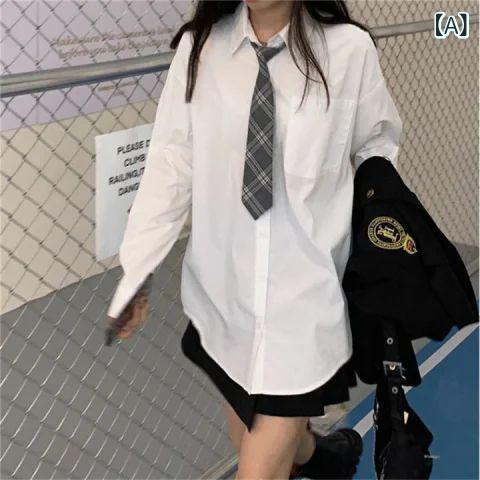 ・カテゴリ: 衬衫（シャツ）・スタイル: 学院風、清新甜美、快適カジュアル・主な素材: ポリエステル80%以上90%未満・アウタータイプ: カーディガン・袖丈: 長袖・フィット感: レギュラー・着丈: 約50cm〜65cm・ネックライン: 折り襟・袖型: レギュラースリーブ・カラー展開: ホワイト・サイズ展開: S、M、L、XL、XXL