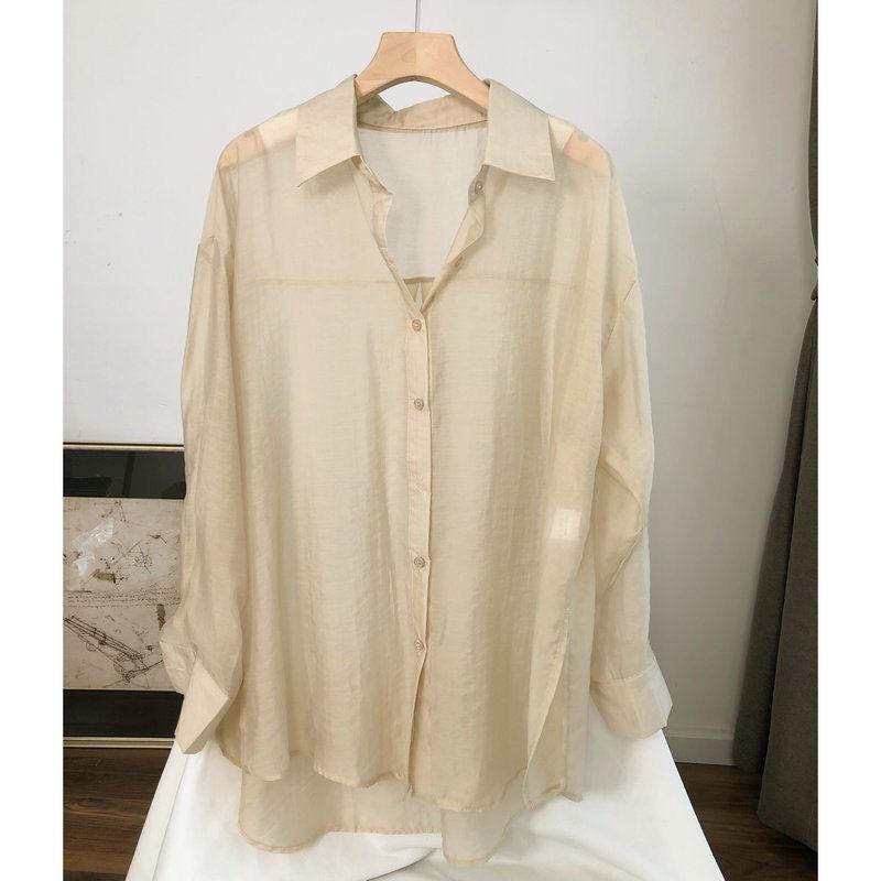 ・カテゴリ: 衬衫（シャツ）・素材: テンセル・柄: 配色・袖丈: 長袖・シルエット: ルーズフィット・着丈: ミディアム丈（50cm超～65cm以下）・襟型: シャツカラー・袖型: シャツスリーブ・流行要素: ボタン・カラー展開: シャンパン・サイズ展開: XXS、XS、S、M、L、XL、2XL、3XL・スタイル: エレガント、、カジュアル