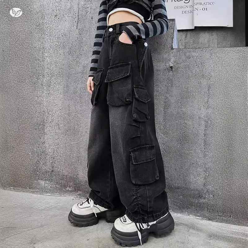 ・素材: デニム、綿75%・スタイル: 韓国風・丈: 長ズボン・タイプ: カーゴパンツ・安全基準: B類・厚さ: 普通・対象性別: 男女兼用・柄: 無地・生地加工: 柔軟処理・デザイン要素: トレンド、欧米風・ウエスト: ミドルウエスト・カラー: ブルー、ブラック・対応身長: 120cm、130cm、140cm、150cm、160cm、170cm・対象年齢: 中小児（3〜8歳、100〜140cm）