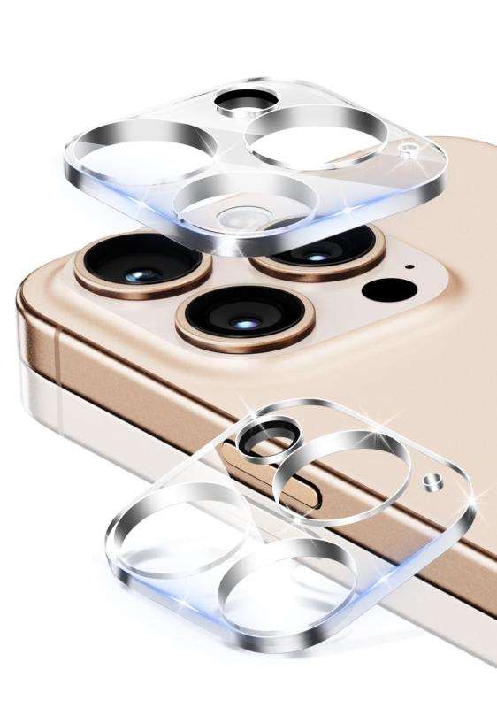 iPhone 16 pro/iPhone 16 pro max対応 カメラフィルム iPhone16 pro/iPhone16 pro max用 レンズ保護フィルム iPhone16pro/iPhone16promax対応 ガラスフィルム 日本旭硝子素材 硬度9H 気泡ゼロ 指紋防止 飛散防止 高感度「対応機種」iPhone 16 pro/iPhone 16 pro max【こだわりの設計】特殊な工芸と凹面設計で、密着性高くて、埃が入りにくいです。 レンズに置くだけで一発で完璧に貼り付けます。 さらに、フィルムの粘着面は高品質のOCA（光学粘着シート）接着剤を使用することで、貼った後剥がれる心配もなくて、長期間の使用に耐えます。【露出過度を避け】フラッシュホールにブラックラバーを追加しただけではなくてカメラカバーに黒縁取りもしました。フラッシュで撮影する際に、カメラ本来の機能を干渉せず、被写体や風景の適当な明るさを保ち、白飛びしないので、写真や動画が真っ白に映ってしまう可能性を減らします。【超薄型】付けたままでも、何も貼っていないような感じ、カメラの使用に影響を与えません。99%以上の高透過率で、元のカメラの鮮明度を損なうことなく画面本来の美しさをそのまま表現。カメラレンズを保護することができますし、写真を撮ることにも影響しません。【ケースに干渉せず 】多数ケースの装着実験して、99％以上のケースとの相性が良い。ケースのデザインには個体差もあるので、装着する瞬間携帯フィルムの四角が少し浮いてる可能性がありますが、布を指に包んで軽く押し出したら浮きが消え、綺麗に貼れます。