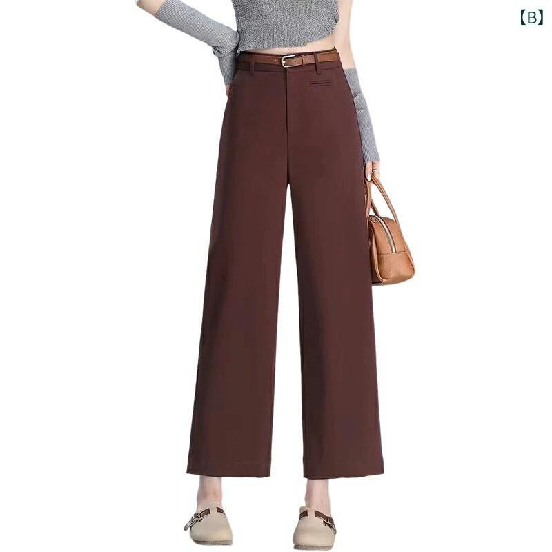 ワイドパンツ レディース 秋 秋冬 ハイウエスト 美脚 脚長 痩せ見え カジュアル 高級感 九分丈 アンクル丈 韓国風 直筒 ズボン ボトムス ストレートパンツ スラックス ゆったり 体型カバー putera-10255808 GRATIQUE MIEI サンプル画像3