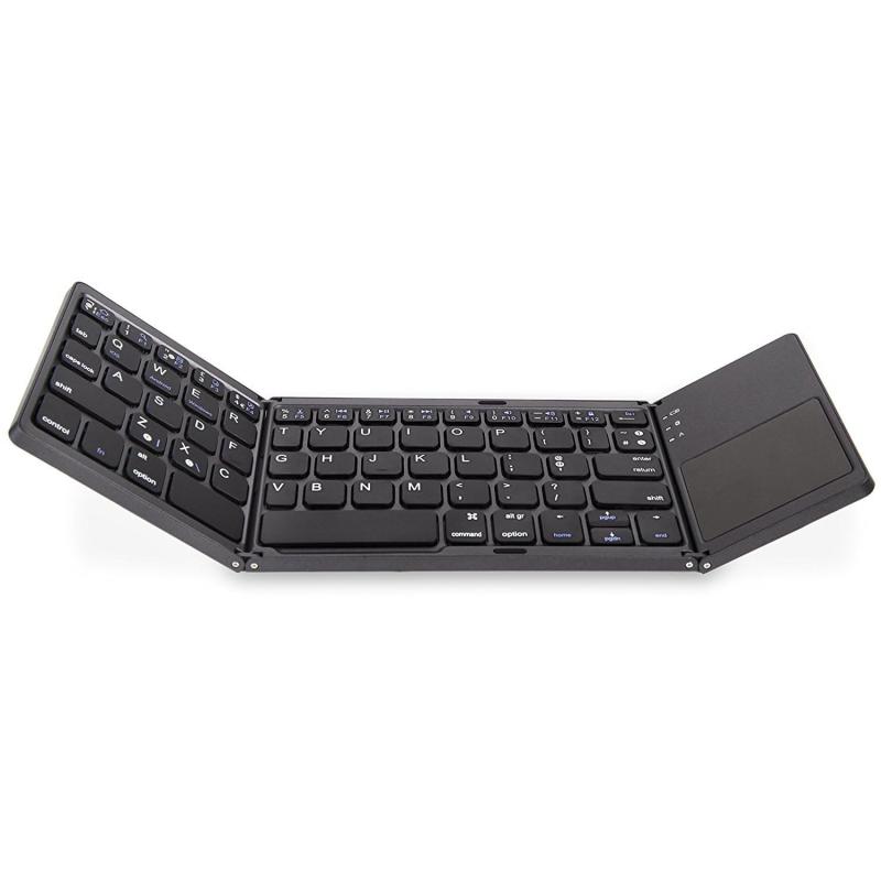 キーボード bluetooth 折りたたみ 超薄型 US配列 タッチパッド付き ワイヤレス 持ち運び モバイルキーボード keyboard Win/Android/IOS/OS/HMS/タブレット/ノートパソコン/パソコン対応【軽量でポータブル】独特の三つ折り設計で、展開厚さは1 cm未満で、小さく精巧で、ポケットやバッグに簡単に入れて、いつでもどこでも効率的な入力をオンにする。【超長航続性能】内蔵140 mAhバッテリーは90時間の連続使用、90日間の超長待機、Micro-Usb充電インタフェースをサポートし、長期使用の需要を満たす。【はさみ足ボタン】はさみ足ボタン構造を採用し、安定的で快適なノック体験を提供し、長時間使用しても疲れない。【64ボタン】ミニ64ボタン設計で、デジタルエリアを持たず、省スペースで、小さな手型ユーザーに適しており、操作が便利です。【幅広い互換性】Win/Android/IOS/OS/HMSなどの多種のシステムと互換性があり、タブレット、ノートパソコン、パソコンなどの設備に接続でき、迅速に応答し、異なる設備の需要を満たすことができる。