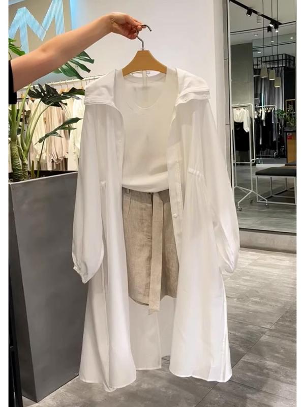 防晒衣 レディース アウター 日よけパーカー 日焼け防止 服 フード付き ジャケット 長袖 薄手 上着 ロング丈 接触冷感 羽織り 白 ホワイト 高級感 かわいい おしゃれ 紫外線対策 UVカット ゆったり カジュアル アウトドア 旅行 普段使い 散歩