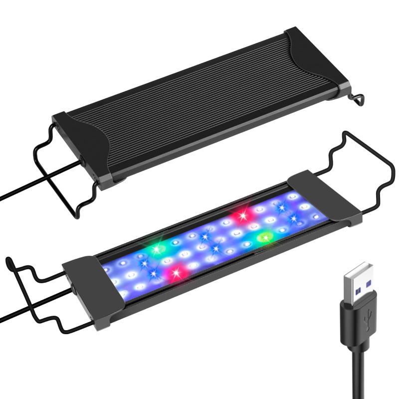 水槽ライト アクアリウムライト 5色 LED 魚ライト 水槽用 熱帯魚観賞 30~50CM対応 水草育成 長寿命 照明 7.5W 省エネ 3段階調光