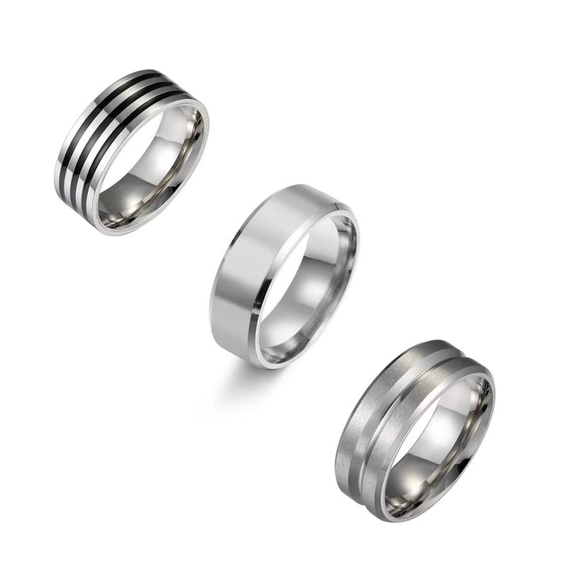  Stong 3個セット メンズ リング 指輪 ステンレス シルバー シンプル