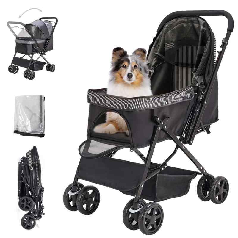 LPOTIUS ペットカート 軽量 折りたたみ 対面式 2way 犬用ベビーカー 猫バギー 4輪 前輪360度回転 後輪ブレーキ付 中型犬 小型犬 多頭用 猫犬兼用 老犬 お出かけ 通院 介護用 多機能 ペットバギー 🐶【対面式設計】ハンドルレバーを引っ張るだけで、前向きか、対面向きか切り替え簡単です。🐱【中型ペット・複数小型ペット対応】展開サイズ：（約）長さ76.5cm 幅52cm 高さ95cm；耐荷重は20KGまで対応できます。🐰【3方通気メッシュ】耐久性のあるメッシュは通気性と可視性に優れており、虫が中に入りにくい構造で、カート中の様子も見えられて安心です。🐶【収納便利】ワンタッチで簡単に折りたたむことができるので、収納も持ち運びも簡単です。🐱【前輪360度回転＆後輪ブレーキ付き】360°回転前輪を採用し、小回りがきくので、方向転換が簡単後輪足踏みストッパー付き、即時にストップして、坂道も安心です