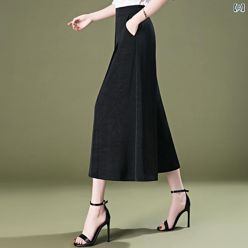 スカートパンツ レディース ハイウエスト 接触冷感 涼しい 薄手 落ち感 8分丈 ワイドパンツ ガウチョ ボトムス イージーパンツ ゆったり 大きいサイズ ミセス シニア 婦人服 普段使い お出かけ putera-10278338 GRATIQUE MIEI サンプル画像2