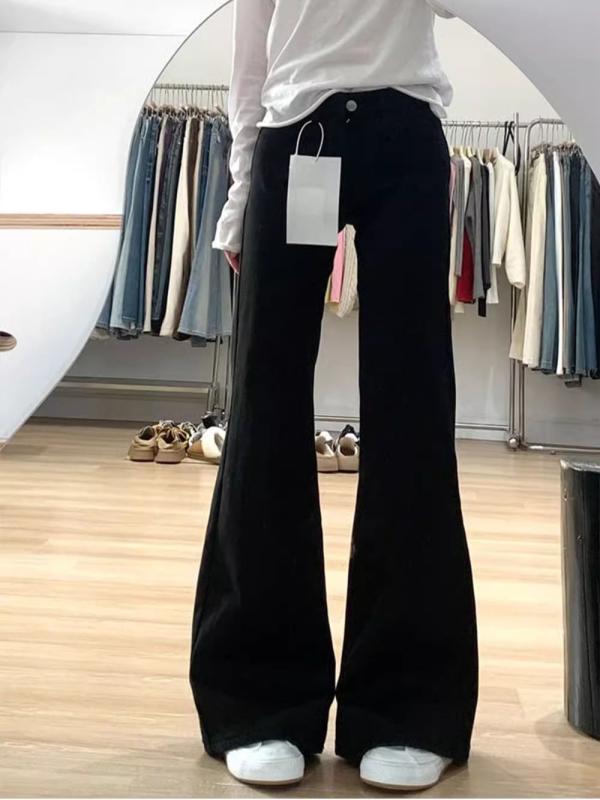 ・カテゴリ: デニムパンツ・主な素材: 綿・パンツ丈: フルレングス・ウエスト位置: ハイウエスト・生地の厚さ: 普通・デザイン: ウォッシュ加工・カラー展開: ブラック、Z2画像・サイズ展開: XS、S、M、L、XL・スタイル: 韓国風カジュアル・素材含有量: 綿50%以上70%未満・伸縮性: 微弾性・シルエット: ベルボトム・テイスト: ストリート系・仕様: 染色加工