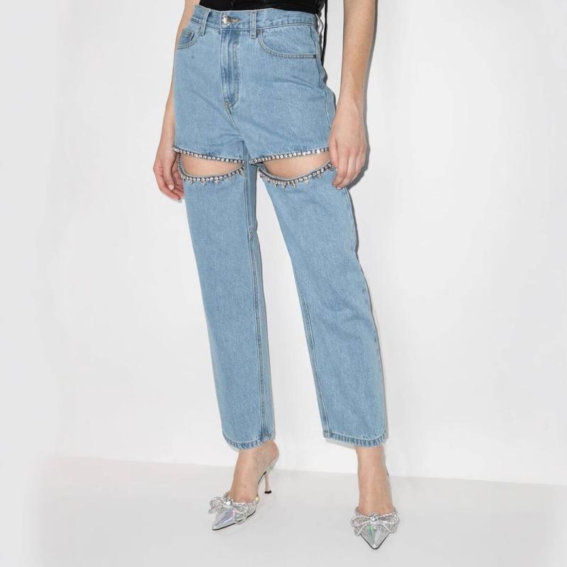 ジーンズ レディース デニム パンツ ジーパン ロングパンツ ボトムス ストレートパンツ 長ズボン ハイウエスト 美脚 着痩せ 細見え ゆったり 伸縮性 ストレッチ カジュアル 定番 ベーシック アメリカン スタイル ブルー ネイビー