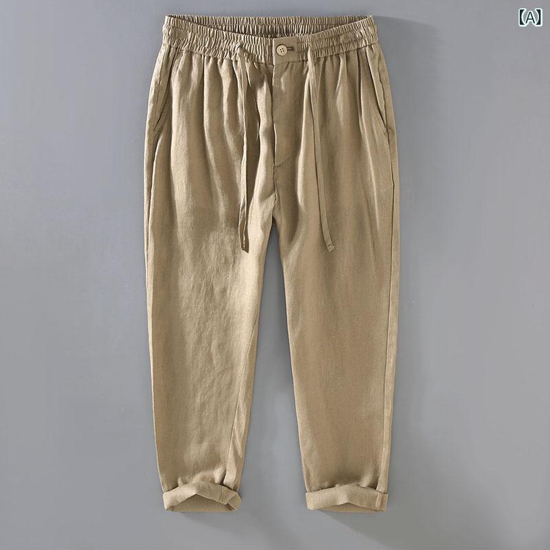 パンツ メンズ 男性用 ズボン 麻 リネン 100% ボトムス ロングパンツ 長ズボン ルームウェア 部屋着 普段使い カジュアル リゾート ゆったり 涼しい 快適 薄手 通気性 調整紐 ストレート リラクシングウエア putera-10293176 GRATIQUE MIEI サンプル画像2