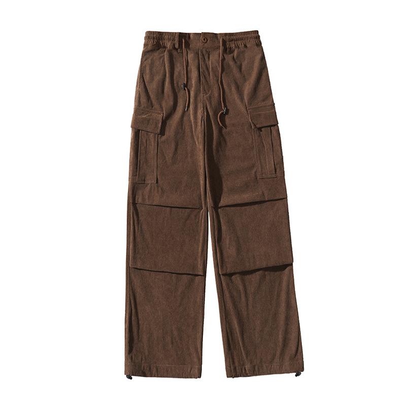 カーゴパンツ メンズ 秋冬 裏起毛 コーデュロイ パンツ ワークパンツ 長ズボン ボトムス 太め カジュアル ストリート アメカジ ゆったり ビッグシルエット 暖かい 防寒 伸縮性 軽量 アイボリー ブラック カー putera-10294486 GRATIQUE MIEI パッケージ画像