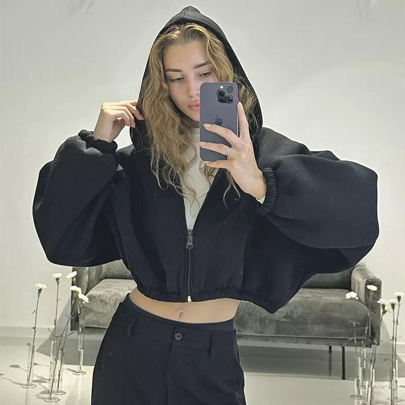 パーカー レディース スウェット フード付き アウター ジップアップ 長袖 ジャケット 羽織り ショート丈 無地 カジュアル トップス 上着 フーディー ルームウェア 部屋着 普段使い シンプル