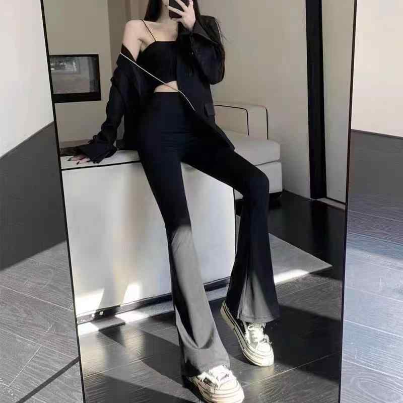 ・カテゴリ: レギンスパンツ・主な素材: ナイロン70%以上80%未満・素材（その他）: スパンデックス30%以下・パンツ丈: ロングパンツ・スタイル: ラッパパンツ・厚さ: 薄手・機能: 美尻・柄: 無地・デザイン要素: ポケット・カラー展開: ブラック（低身長向け）、モカグレー（低身長向け）、ブラック（高身長向け）、モカグレー（高身長向け）・サイズ展開: M（35-50kg）、L（50-62.5kg）、XL（62.5-72.5kg）、XXL（72.5-85kg）・伸縮性: 高弾性・パンツタイプ: タイトフィット