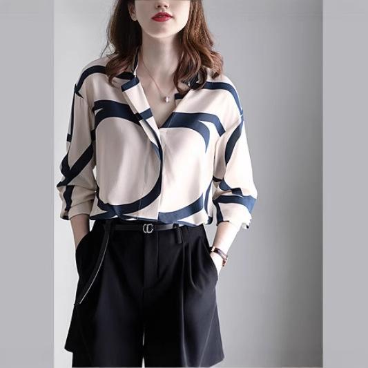 ・カテゴリ: shirts・素材: 綿30%未満、ポリエステル・柄: ストライプ・スタイル: エレガント、カジュアル・袖丈: 長袖・ネックライン: スタンドカラー・袖型: レギュラースリーブ・フィット感: ルーズフィット・デザイン: パッチワーク・カラー展開: オフホワイト・サイズ展開: S、M、L、XL、2XL、3XL